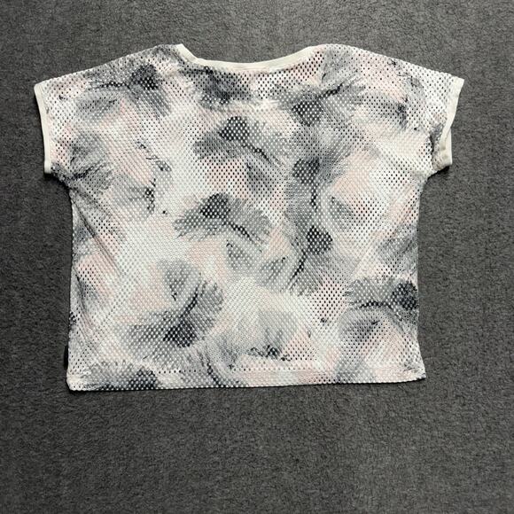 Fabletics Mesh Shirt Women's Large Pink/Gray/White Tie Dye Short Sleeve Top - Picture 4 of 6